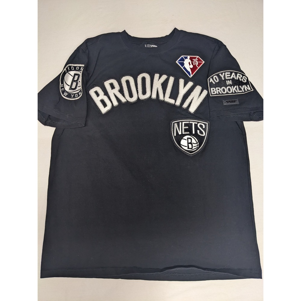 Pro Standard Brooklyn Nets NBA 75th Anniversary T-Shirt Mens Large Black Patch